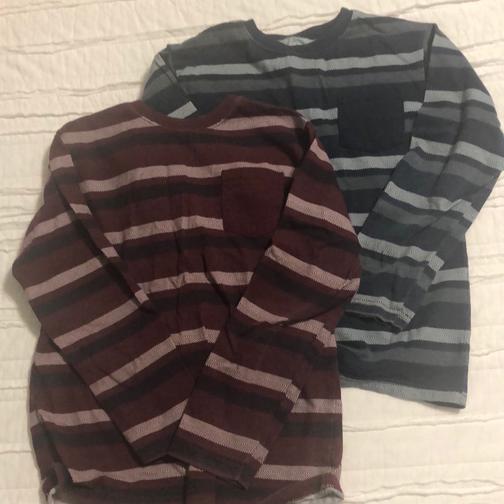 2 boys long sleeved striped tees